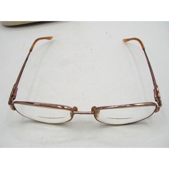 Full Rim Gold Oval Eyeglasses Frame Abalone Shell Insets Arms w/ Case Rose Gold? - Picture 3 of 13